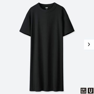 ユニクロ(UNIQLO)のクルーネックＴワンピース 黒(ひざ丈ワンピース)