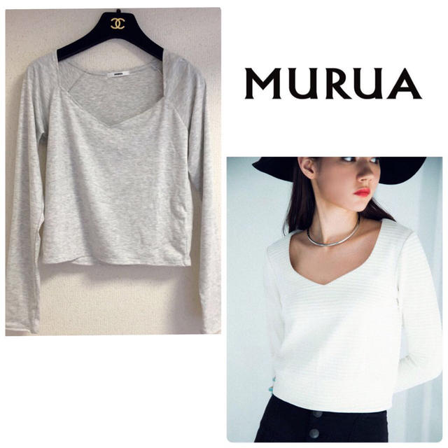 MURUA(ムルーア)のMURUA デコルテカット Tシャツ レディースのトップス(Tシャツ(長袖/七分))の商品写真