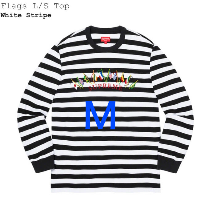 M supreme flags l/s top white stripe 新品