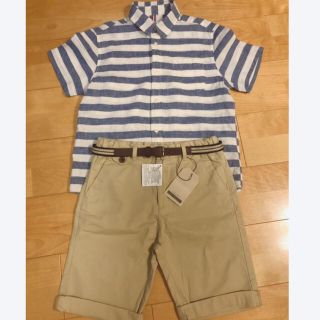 ザラキッズ(ZARA KIDS)の☆ZARA BOYS ザラボーイズ パンツ&ベルト ブラウス 3点セット 140(パンツ/スパッツ)