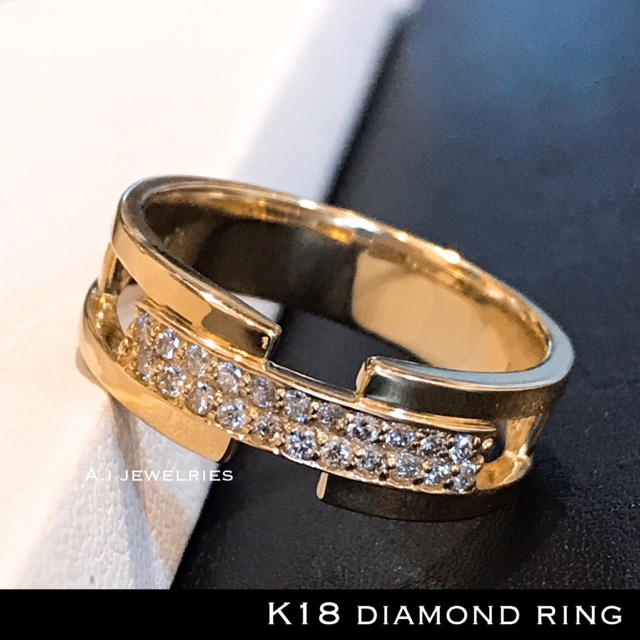 かわいい新作 k18 ダイヤ 18金 リング 天然 メンズ リング ダイヤモンド リング(指輪)