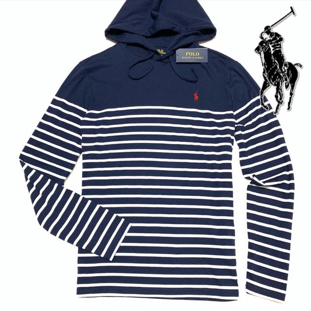 POLO RALPH LAUREN(ポロラルフローレン)のPOLO RALPH LAUREN ロンTパーカー /Navボーダー メンズのトップス(Tシャツ/カットソー(七分/長袖))の商品写真