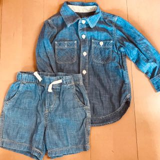 ベビーギャップ(babyGAP)のbabyGAP デニム セットアップ 90(Tシャツ/カットソー)