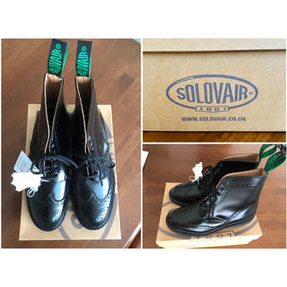 サンダース(SANDERS)の成約済み   新品SOLOVAIR  黒ブローグブーツ  size UK8(ブーツ)