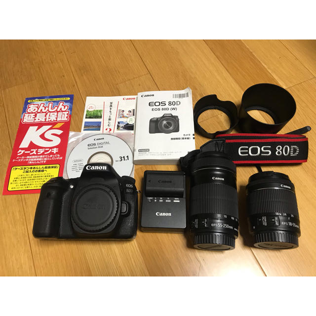 canon80D レンズキット+レンズキット2本付き