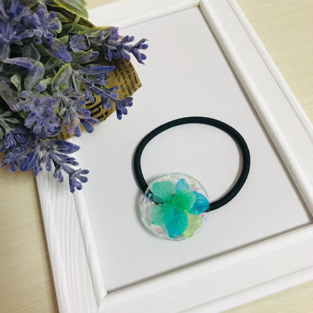 高級素材使用ブランド handmade♡紫陽花 レジン ヘアゴム ヘア