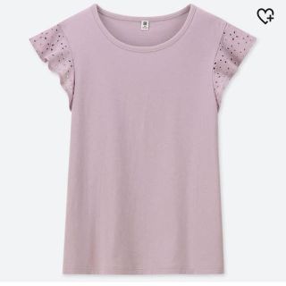 ユニクロ(UNIQLO)のユニクロ★GIRLS レースフリル クルーネックTシャツ 120cm(Tシャツ/カットソー)