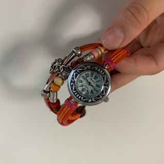 オーストラリア アボリジニー 腕時計 オレンジ(腕時計)