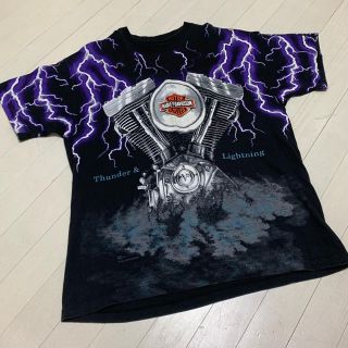 Tシャツ/カットソー(半袖/袖なし)希少 90's HARLEY DAVIDSON THUNDER Tシャツ