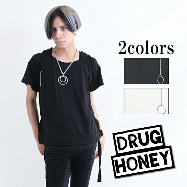 FUNKY FRUIT(ファンキーフルーツ)の【DrugHoney】フロントポッケのリングデザイン半袖カットソー黒 メンズのトップス(Tシャツ/カットソー(半袖/袖なし))の商品写真