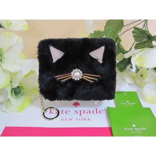 ケイトスペードニューヨーク(kate spade new york)のセール！ ケイトスペード 　キャット ミニ財布　ふわふわファー ねこ(財布)