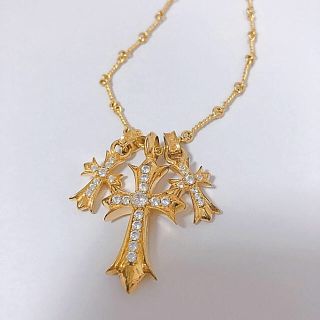 クロムハーツ(Chrome Hearts)のクロムハーツ風 トリプルジルコニアクロスネックレス(ネックレス)