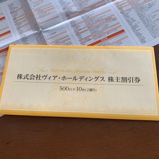 ヴィア・ホールディングス 株主優待券 5000円分(レストラン/食事券)