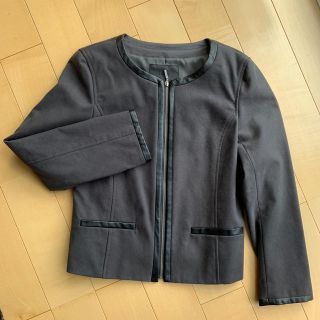 アイシービー(ICB)の【美品】ICB ノーカラースエードタッチブルゾン✱size 9✱(ノーカラージャケット)