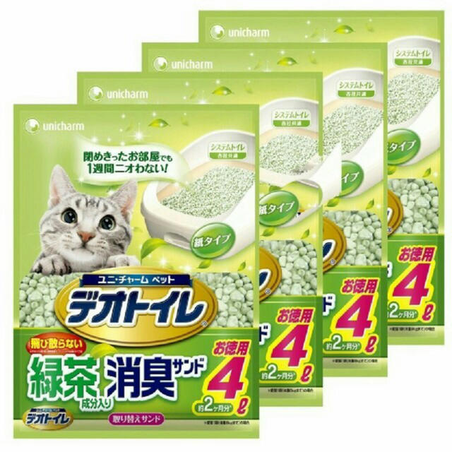 デオトイレ 緑茶成分入り 消臭サンド  4Ｌ×4袋