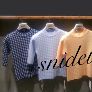 スナイデル(SNIDEL)の☆snidel☆スナイデル  プチハイネック 5分袖ギンガムチェック ニット(ニット/セーター)