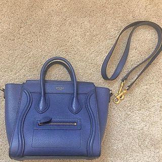 CELINE✩.*˚ ラゲージ ナノ ショッパーショルダーバッグ レザー ブルー