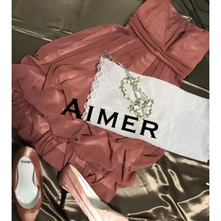 エメ(AIMER)の▫️ Aimer ピンクパーティードレス(ミディアムドレス)