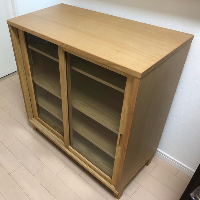 MUJI (無印良品) - 無印良品 オーク材キャビネットガラス扉(引戸) 幅