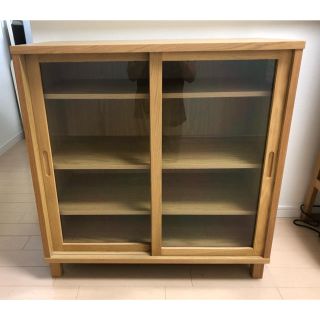 MUJI (無印良品) - 無印良品 オーク材キャビネットガラス扉(引戸) 幅