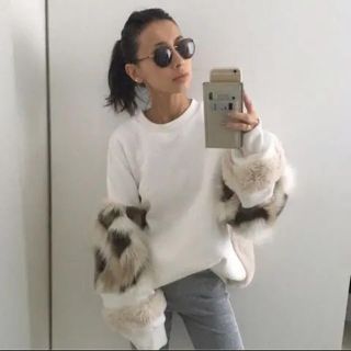 アメリヴィンテージ(Ameri VINTAGE)のAmeri FUR PATCHWORK SWEAT エコファー スウェット(トレーナー/スウェット)