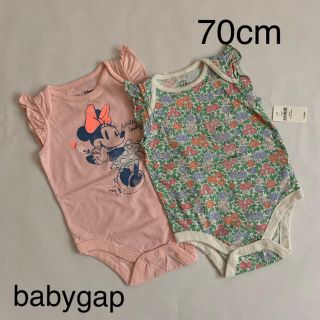 ベビーギャップ(babyGAP)の【新品】70cm girlsロンパース 2点セット ミニー&小花(ロンパース)