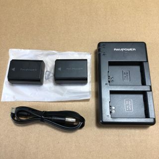 RAVPower 互換バッテリー NP-FW50 1100mAh 二個(バッテリー/充電器)