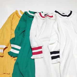 ダブルクローゼット(w closet)の新品！ wcloset ライン入りリブニット(ㆁᴗㆁ✿)(カットソー(半袖/袖なし))