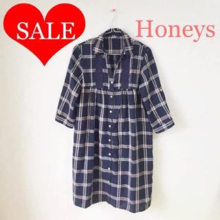 ハニーズ(HONEYS)のハニーズ 七分袖 チェック シャツワンピース チェックシャツ ワンピース 秋服(シャツ/ブラウス(長袖/七分))