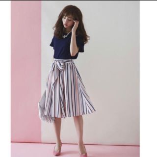 トッコ(tocco)の即完売！♡tocco closet♡マルチストライプリボン付きスカート(ひざ丈スカート)