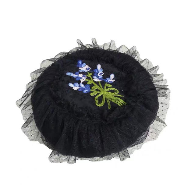 CA4LA 花刺繍 チュール ベレー帽