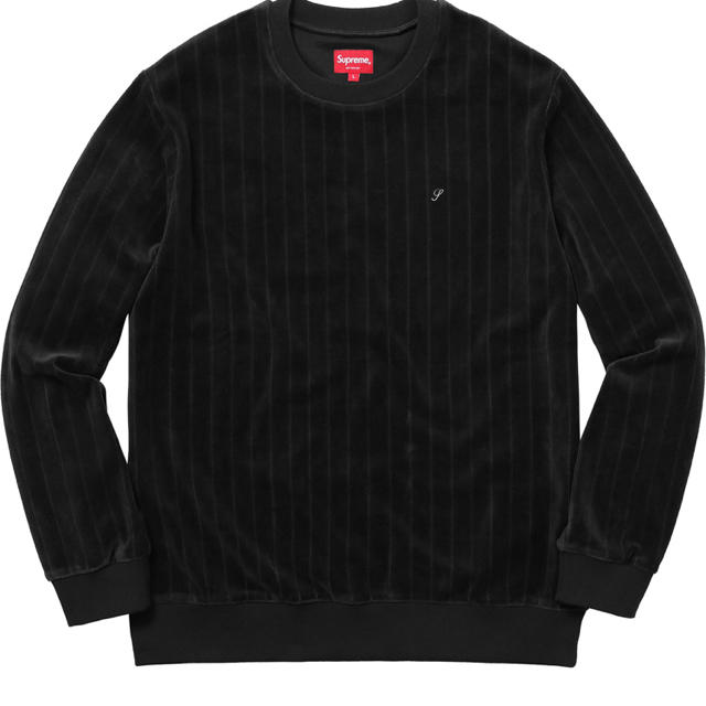 supreme Ribbed Velour Crewneck black s