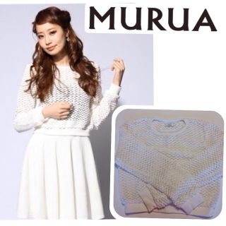 ムルーア(MURUA)のMURUA★スクエアレーストップスWHT(ニット/セーター)