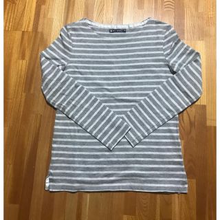 プチバトー(PETIT BATEAU)のプチバトー  マリニエール長袖カットソー グレー  レディース XS ボーダー(カットソー(長袖/七分))