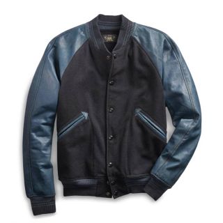 ダブルアールエル(RRL)の新品*RRL*インディゴ　バーシティジャケット*M*ダブルアールエル スタジャン(スタジャン)