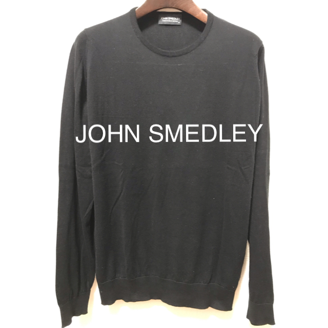 JOHN SMEDLEY(ジョンスメドレー)の美品 ジョンスメドレー ニット 長袖 丸首 ブラック M メンズのトップス(ニット/セーター)の商品写真