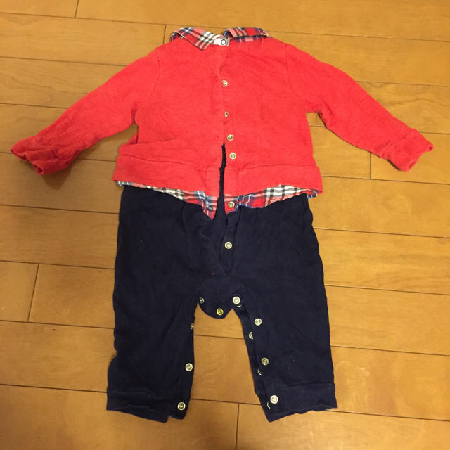 babyGAP(ベビーギャップ)のGAP 赤チェック柄ロンパース キッズ/ベビー/マタニティのベビー服(~85cm)(ロンパース)の商品写真