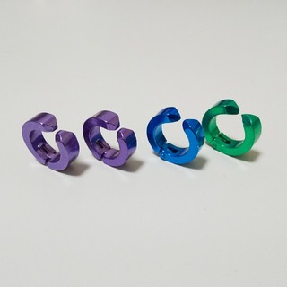 BaniraMakaronn様専用。フェイクピアス１個片耳用　紫×２、青、緑(ピアス(片耳用))