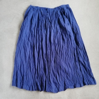 ムジルシリョウヒン(MUJI (無印良品))の無印良品くしゅくしゅスカートＬ(紺)(ロングスカート)
