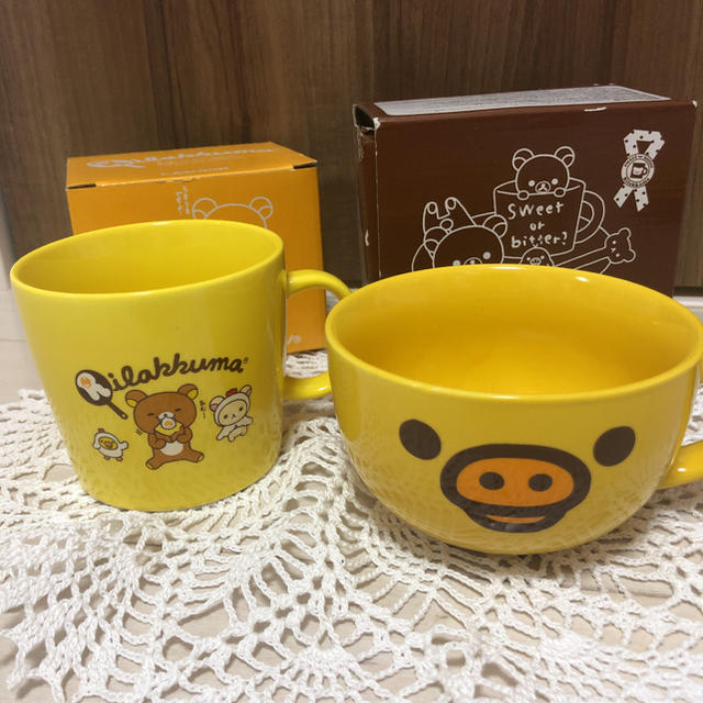 サンエックス(サンエックス)の【新品・未使用】リラックマ❤︎食器セット❤︎イエロー❤︎ インテリア/住まい/日用品のキッチン/食器(食器)の商品写真