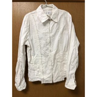 コムデギャルソンオムプリュス(COMME des GARCONS HOMME PLUS)のコムデギャルソンシャツ ストライプ 解体再構築 ブルゾン 白  ジップアップ M(Gジャン/デニムジャケット)