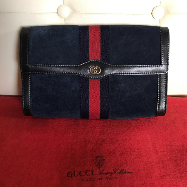 極 美品 GUCCI オールド グッチ シェリーライン クラッチ バッグ-