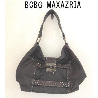 ビーシービージーマックスアズリア(BCBGMAXAZRIA)のBCBGMAXAZRIA本革ショルダーバッグこげ茶　ステッチ入り(ショルダーバッグ)