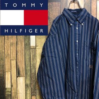 トミーヒルフィガー(TOMMY HILFIGER)の【。様専用☆】トミーヒルフィガー☆オールド刺繍ロゴBDストライプシャツ 90s(シャツ)