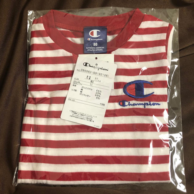 Champion(チャンピオン)の【新品未使用】Champion ボーダー 半袖Tシャツ 80 キッズ/ベビー/マタニティのベビー服(~85cm)(Ｔシャツ)の商品写真