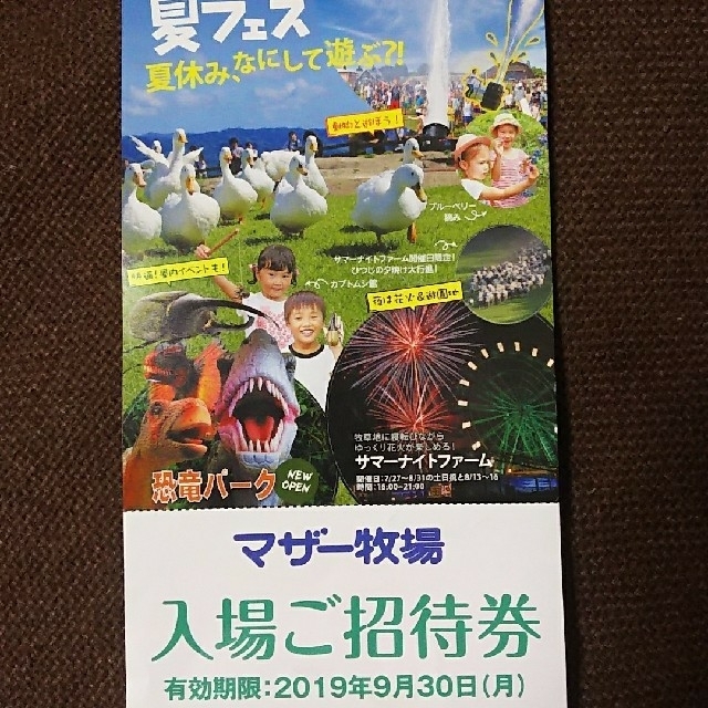 千葉 富津市 マザー牧場 招待券 1枚 チケットの施設利用券(動物園)の商品写真