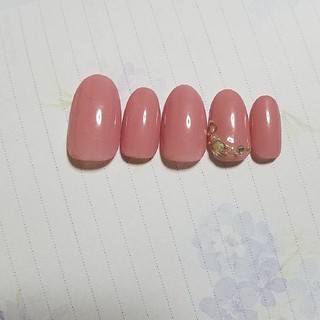 ネイルチップ ジェル ワンカラー ピンク系 シンプル ストーン(つけ爪/ネイルチップ)