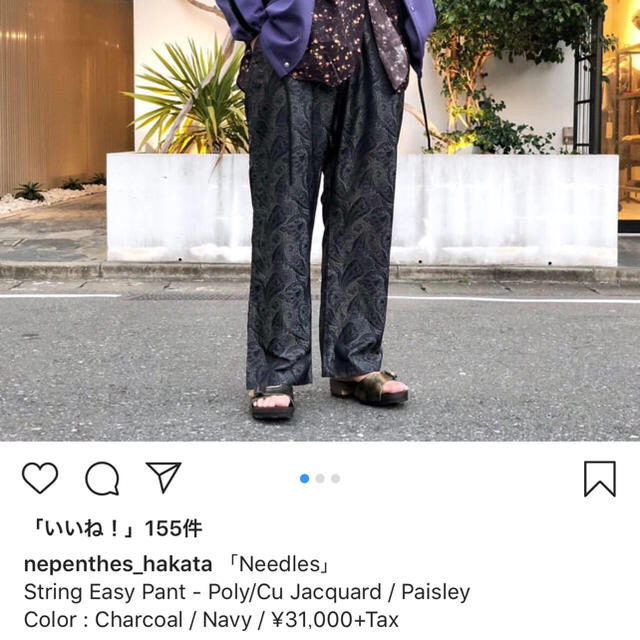 新品未使用 needles トラックパンツ 総柄 ペイズリー柄 ブラック