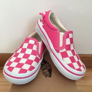 ヴァンズ(VANS)のリー様【新品】バンズ スリッポン キッズ（ピンクチェッカーフラッグ:15cm）(スリッポン)