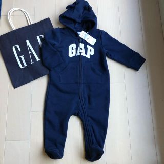 ベビーギャップ(babyGAP)の新品☆baby GAP☆くま耳 カバオール ロンパース ネイビー 60☆ネクスト(カバーオール)